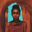Placeholder: Painting of a beautiful black girl in the style of paintings of early humans, paintings in caves, 8k
