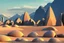 Placeholder: Modern city, people, mountains, sand, rocks