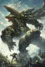 Placeholder: big robot fighting godzilla