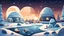 Placeholder: cartoon illustration: North Pole night, nature and igloos