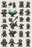 Placeholder: cute pixel undead soul sprite sheet for animation (idle, run, jump movement)