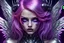 Placeholder: angel vampire, girl with in cyberpunk style, beautiful face and eyes, beauty girl, CHROME SILVER, CHROME RAINBOW, pinkhair, PRETTY EYES, highly detailed face, Ultra detailed digital art masterpiece, beautiful misterios dark violet fairy woman with a misterios nightmare