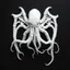 Placeholder: 2D yarn art, minimalism, Cthulhu made entirely out of white yarn, dark negative space, extreme contrast, concept art, stunning, dramatic, intricate details, reminiscent of the stylized concept art of Ash Thorp, showing the beauty of simplicity