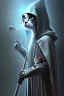 Placeholder: grim reaper cat, 4k, trending art, weird perspective, mirrors, reflection, water, smoke, realism