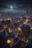 Placeholder: assassin's creed rooftops night scene, vista dal basso