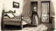 Placeholder: in front of the picture from the back, an old woman in a black and gray vintage villager dress and in a gray headscarf standsat the end of an old bed, on bed lies Evica a young woman with dark blond hair , bloody thighs and legs, you can see her face, the little old room, old, village environment, little light, shadow in the corner, dramatic atmosphere, high detailed, sharp focus, high realistic, thriller mood, perfect photo