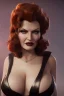 Placeholder: Rita Hayworth as evil queen in black leather, busty, cleavage, curvy, angry, stern look. character design by cory loftis, fenghua zhong, ryohei hase, ismail inceoglu and ruan jia. unreal engine 5, artistic lighting, highly detailed, photorealistic, fantasy