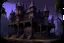 Placeholder: A dark purple haunted mansion with warped rooms painted by Leonardo da Vinci