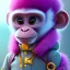 Placeholder: pixar style anamorphic cute monkey baby, smiling, gangsta gold neckless, full body, magenta puffer jacket, manila city backdrop, dramatic lighting, hyper-realistic, unreal engine 5, 16k. full detailed