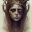 Placeholder: Singer Danish MØ, watercolor illustration , cyberpunk, Dryad, wildflower, Style John Kenn Mortensen,