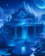 Placeholder: Mystical floating island with a lush garden, ancient ruins, and a cascading waterfall, under a starry twilight sky.A small frozen crystal blue lake centered around snowy mountains, high resolution, realistic, beautiful, volumetric lighting, colorful, masterpiece, crystalline, strong blue color, detailed, aerial view, 8K, intricate details, cyberpunk, cosmic.an idyliic forest with bright colorful flowers, mountains, a small river, paradise, heavenly atmosphere in the moonlit night, detailed paint