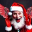 Placeholder: wings, freaky crazy Santa with wings, laughing, flying, satan wings