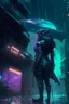 Placeholder: Set from league of legends in style cyberpunk in the rain