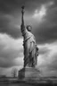 Placeholder: surrealis monochrome A fragmented, surreal the Statue of Liberty without the head , liquid color of photorealistic image 3d, psychedelic The tree appears pale with deep cracks and intricate , with the gold mengkilat cracks, set against a backdrop of stormy, cloud-filled skies. bauhaus art The overall tone is dark and moody, suggesting themes of decay and transformation