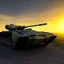 Placeholder: Wide view of Military hovertank from the future, 4k, highly detailed, hovering, axles, at sunset