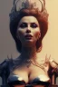 Placeholder: Sophia Loren as evil queen in black leather, cleavage, dominatrix, angry, stern look. character design by cory loftis, fenghua zhong, ryohei hase, ismail inceoglu and ruan jia. unreal engine 5, artistic lighting, highly detailed, photorealistic, fantasy