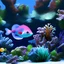 Placeholder: 3D render of a cute tropical fish in an aquarium on a dark blue background, digital art