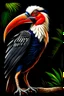 Placeholder: hornbill bird full body, digital art, photo, illustration, digital painting,oil painting, smooth, sharp focus, highly detailed, with casque bird,