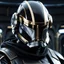 Placeholder: star wars bald male corellian pilot wearing pearlescent black and gunmetal grey First Order special forces heavy assault armor and helmet with gold trim inside the jedi temple, centered portrait, hyperdetailed, dynamic lighting, hyperdetailed background, 8k resolution, volumetric lighting, light skin, fully symmetric details