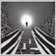 Placeholder: A man was walking in the middle of the maze, and finally found a path that led to a bright place.