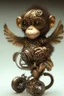 Placeholder: small cute steampunk mechanical monkey, made of metal with mechanical wings, cute hands and feet