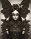 Placeholder: gothic, steampunk delicate metal woman, butterfly, wings, black background