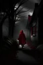Placeholder: Caperucita Roja en un ambiente sombrío y oscuro caminando hacia la casa de su abuelita