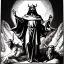 Placeholder: Devil demon satan king knights war code prophecy black and white jesus