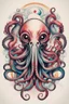 Placeholder: Create a captivating modern 2d colorfull ink tattoo design for print , prestigious (Sacred Octopus) using the elegant influences of japan art style, for print, dynamic elements from fashion and design, and bold Japanese contemporary art aesthetics, framing centered in the center, distanced from the edges of the paper perimeter, perfect anatomy, bauhaus, Divine Proportion,