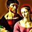 Placeholder: portrait of a male and a beatiful female Michelangelo style