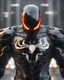 Placeholder: A detailed raw photo of the Venom black Cyborg made entirely of luminescent and translucent liquid materials, bathed in cinematic light. You can see all the inside of his body, with two Daft Punk-style, realistic elements, captured in infinite ultra-high-definition image quality and rendering