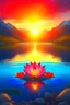 Placeholder: Water, air, little light fire on earth, Real swiss mountain, ocean landscape, heart lotus, Joy happiness, hyper real, sunrise, star