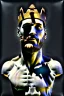 Placeholder: Ultra Realistic image, Roman sculpture, white marble material, Lionel Messi, gold crown of natural thorns, god crown, baroque ornaments, sun rays background, waist up portrait, epic, celestial, cinematic lighting, God lights, 4k resolution, smooth details, soft lighting, unreal engine 5, art station, substance 3d.