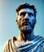 Placeholder: Ultra Realistic image, roman sculpture, white marble material, Lionel Messi, Greece Laurel crown, miguel angel style, chisel style, emperador, waist up portrait, epic, celestial, cinematic lighting, God light, god rays, 4k resolution, smooth details, ornate details, soft lighting, unreal engine 5, sky background.