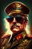 Placeholder: Make me a oil portrait from a dictator with sunglasses and cigar and many badges