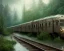 Placeholder: an abandoned train on tracks overgrown by nature with large puddles of water flooding part of tracks, 8k resolution, high-quality, fine-detail, intricate, digital art, detailed matte, volumetric lighting, illustration, 3D octane render, brian froud, howard lyon, selina french, anna dittmann, annie stokes, lisa parker, greg rutowski