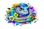 Placeholder: Snake head in the watercolor style of david paul seymour with flowers and vibrant hues