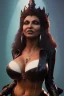 Placeholder: Pam Grier as evil queen in black leather, leather, busty, cleavage, angry, stern look. character design by cory loftis, fenghua zhong, ryohei hase, ismail inceoglu and ruan jia. unreal engine 5, artistic lighting, highly detailed, photorealistic, fantasy