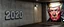 Placeholder: background of wall(wet textured concrete, gray, old, cracked, stained, 1 wall light) from underground parking, german style, a large blocky upside down "2020" painted on left(old faded paint), cyberpunk, to the right a larger mural(face cropped above nose, scornful, staring, trump, from 1984)