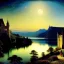 Placeholder: Drawing of 'Medieval German Castle',mountain,lake,full moon, by gaston bussiere, greg rutkowski, yoji shinkawa, yoshitaka amano, tsutomu nihei, donato giancola, tim hildebrandt,oil on canvas, cinematic composition, extreme detail,fit full head inside picture,16k