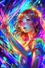 Placeholder: (masterpiece, best quality, highres:1.2), (intricate and beautiful:1.2), (detailed light:1.2), (colorful, dynamic angle),female,anime,a portrait in hologram form, she's making a frame shape with her hands, cute, seductive, dynamic pose, soft light passing through hair, (abstract background:1.3), (cinematic)