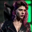 Placeholder: Actress, Katheryn Winnick, woman, leather coat, cyber punk, neon, army, bamboo, blood, portrait, studio photo, unreal engine 5, soft color, 16 bit, god lights, ray tracing, RTX, lumen lighting, ultra deatail, volumetric lighting, 3d, finely drawn, hd.