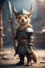 Placeholder: portrait of cute fast historic strong viking weasel with horned viking gauntlets, helmet & boots holding ornate viking sword in fallout 4 setting, bokeh, downlight, prize winning, depth of field, in the style of ivo caprino