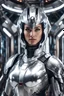 Placeholder: Excellent photo,mechines,realistic photo digital woman,half body,abstracs armored silver chromecast colors shine.style: details digitalphoto, spaceship interior background