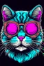 Placeholder: Cat wearing sunglasses, Style: Retro 80s, Mood: Groovy, Lighting: Neon Glow, T-shirt design graphic, vector, contour, white background.