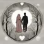 Placeholder: Muslim couple in front of full moon inside an anatomical heart