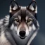 Placeholder: Ultra realistic cg rendering of Jet black wolf with gold eyes