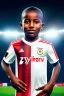 Placeholder:  the Egyptian soccer player Shikabala as a child 3 years old ,baby face,He is wearing a Zamalek Club T-shirt,Zamalek Club logo on the T-shirt , portrait, fantasy setting, ethereal, soft lighting