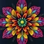 Placeholder: a close up of a colorful flower on a black background, a mosaic, by Joy Garnett, kinetic pointillism, intricate 3 d sculpture, symmetric indian pattern, fractal lace, made out of sweets, viewed from below, guilloche