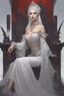 Placeholder: Beautiful white haired Vampire queen on her throne, drawing